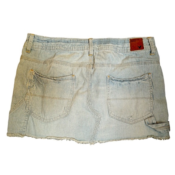 Y2K AMERICAN EAGLE OUTFITTERS Women’s Mini Skirt Blue Ticking Striped Cargo EUC - Picture 5 of 13